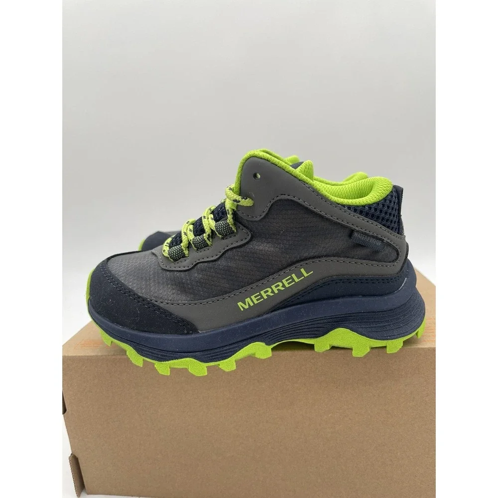 Merrell Kids Moab Speed Mid Navy/Grey/Lime Shoes MK265212 Size 10.5 W Box No Lid